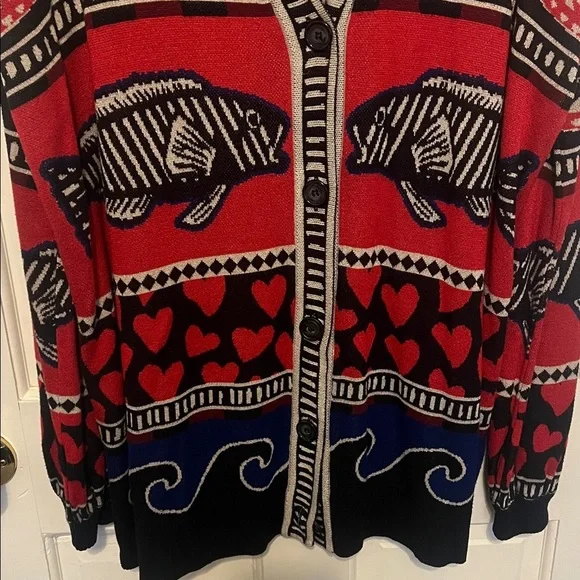 Farm Rio Navy Mixed Prints Knit Cardigan size large - Picture 7 of 9